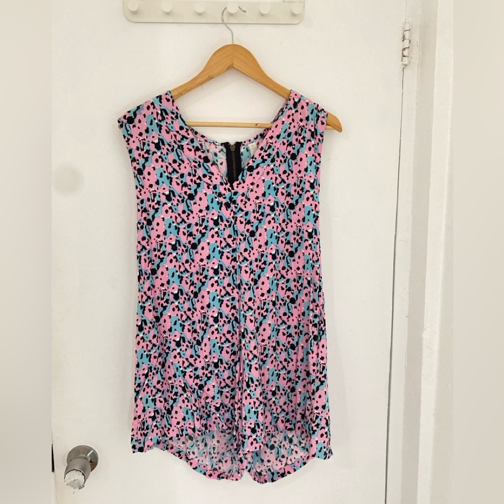 Pink and Blue Patterned Jumpsuit